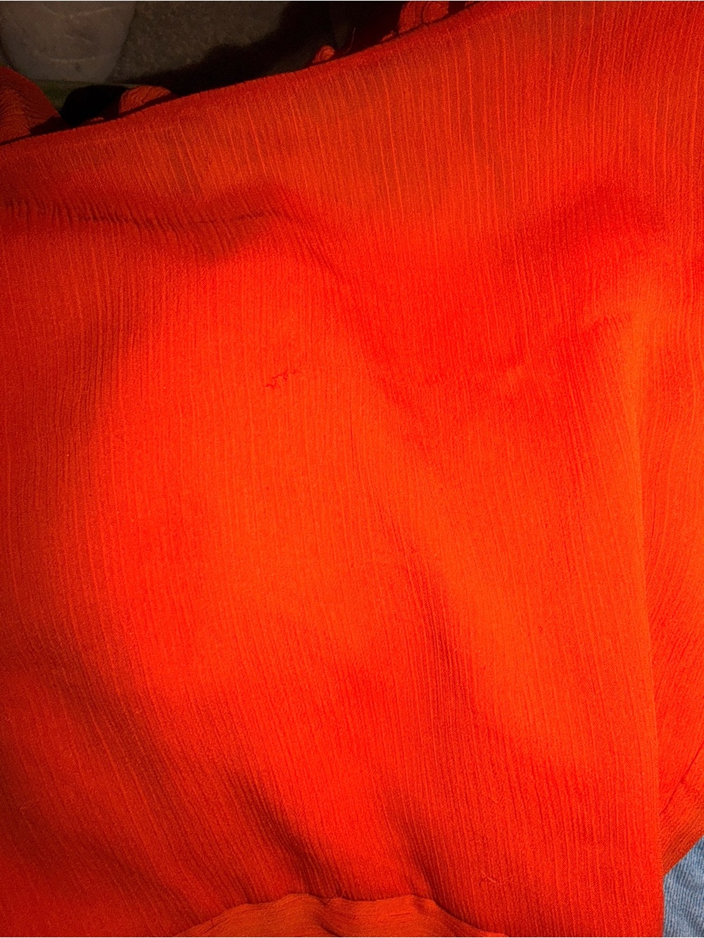 Express Orange V-Neck Ruffle Mini Dress - Picture 4 of 5
